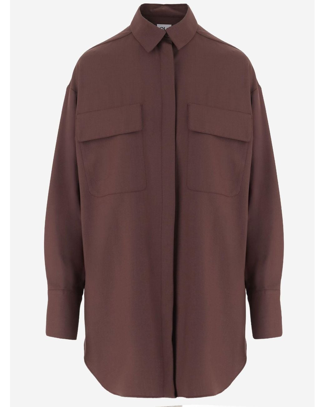 QL2 Donna Brown Stretch Wool Blend Shirt