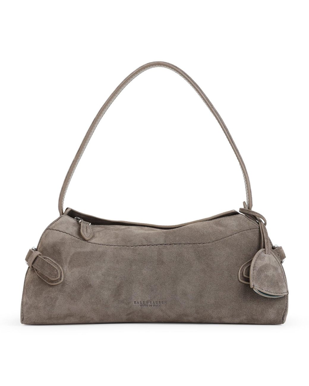 Ralph Lauren Gray Leather Shoulder Handbag With Adjustable Strap, W:30Cm H:14Cm D:11Cm