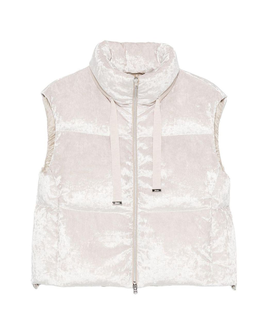 Herno White Velvet-Effect Padded Gilet