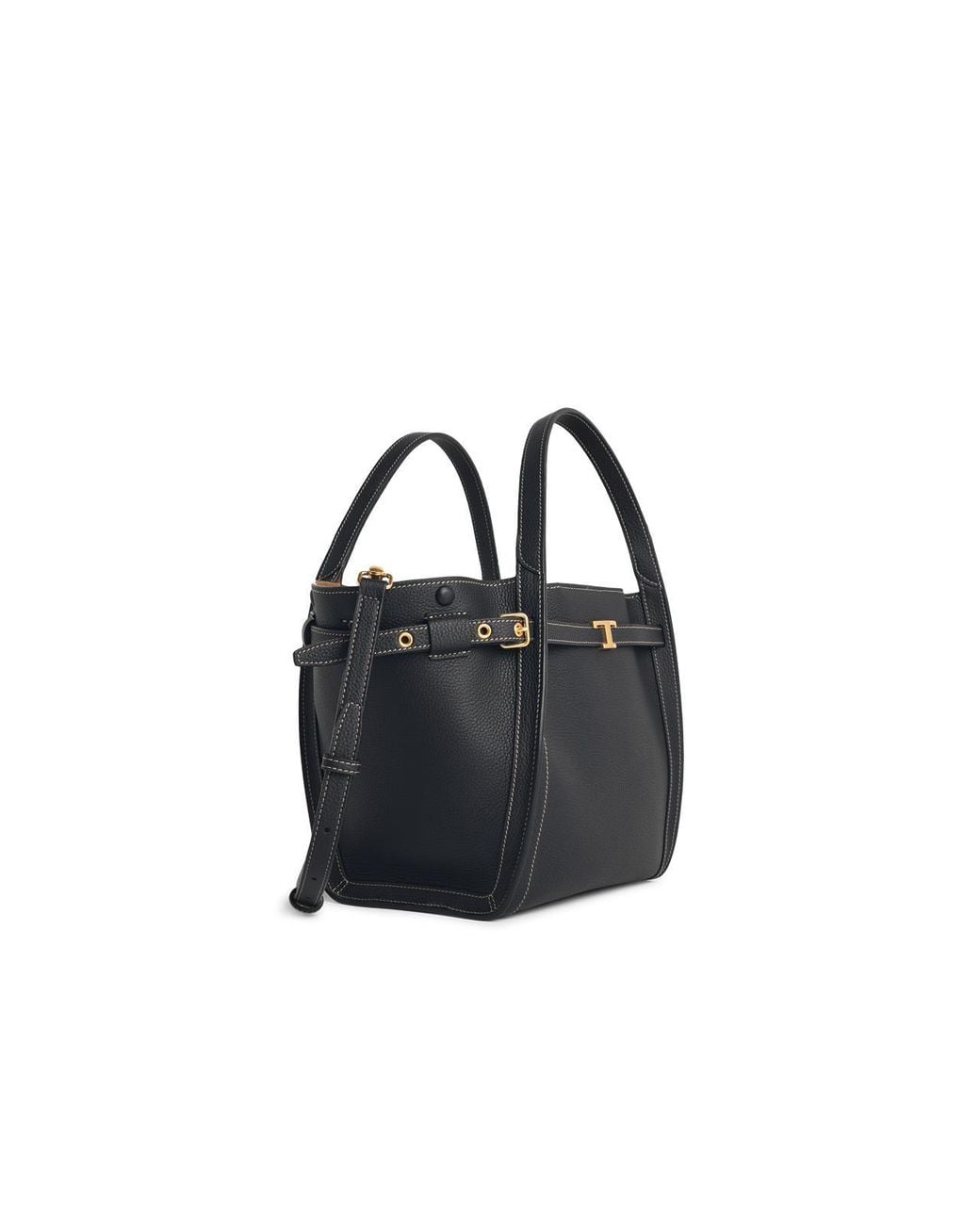 Tod's Black 'T Signature' Small Lear Shopping Bag