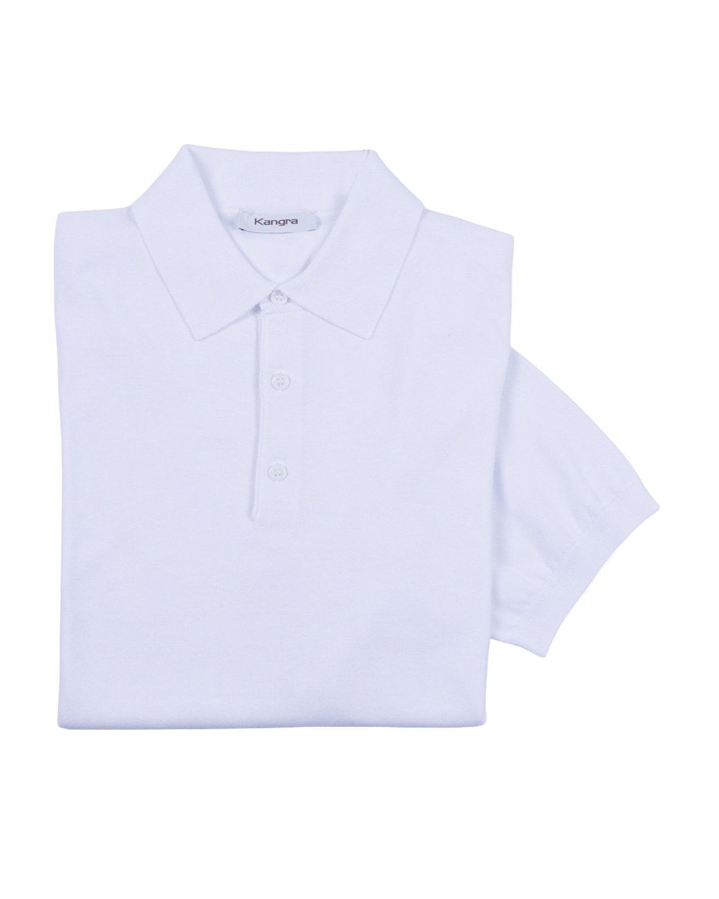 Kangra Cashmere White Polo Con Bottoni Rasata Calata for men