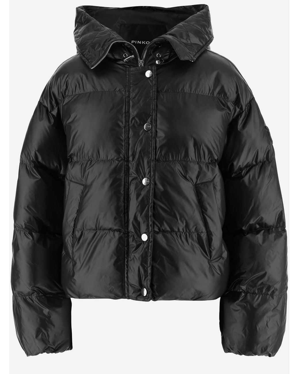 Pinko Black Technical Fabric Down Jacket