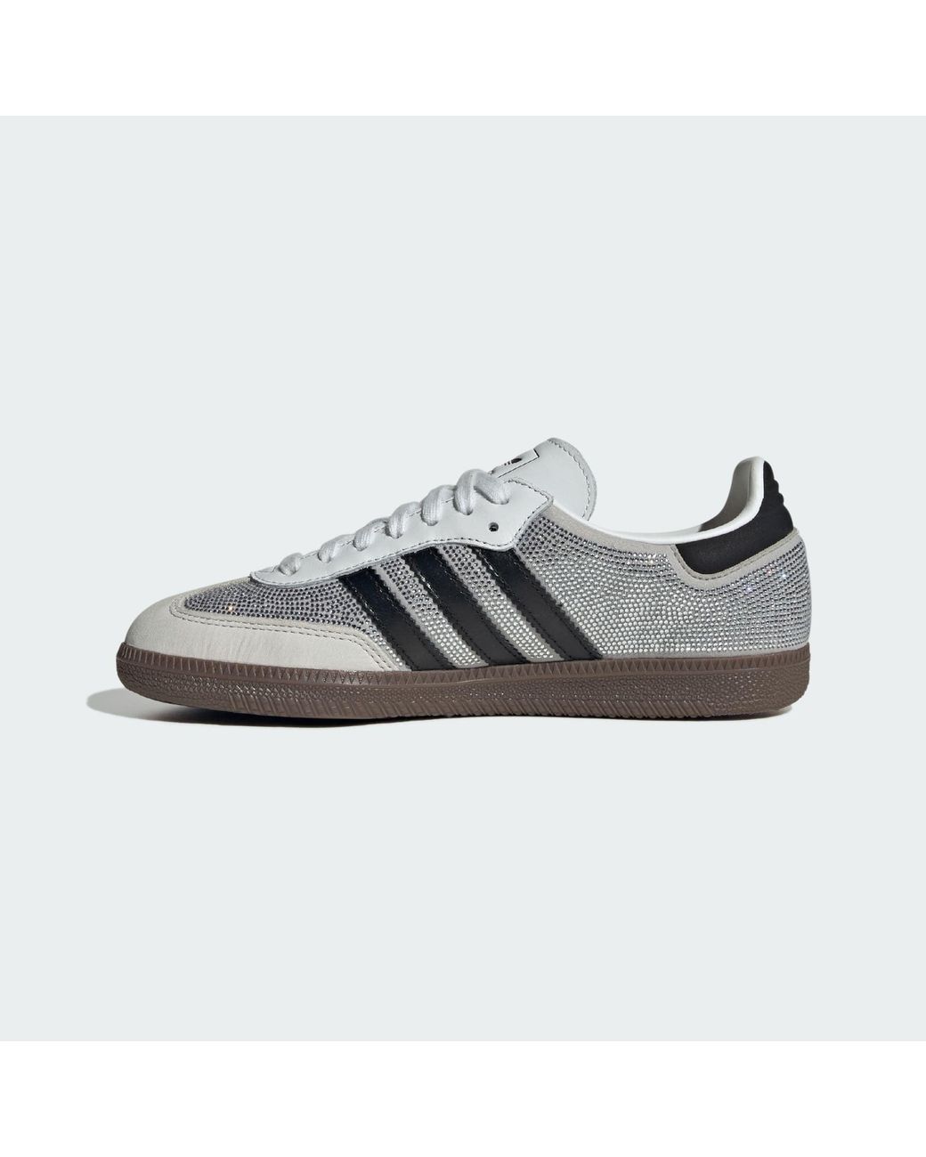 Adidas Originals Gray Rhinestone Lace-Up Sneaker With Regular Fit And 3-Stripe Serrated Heel