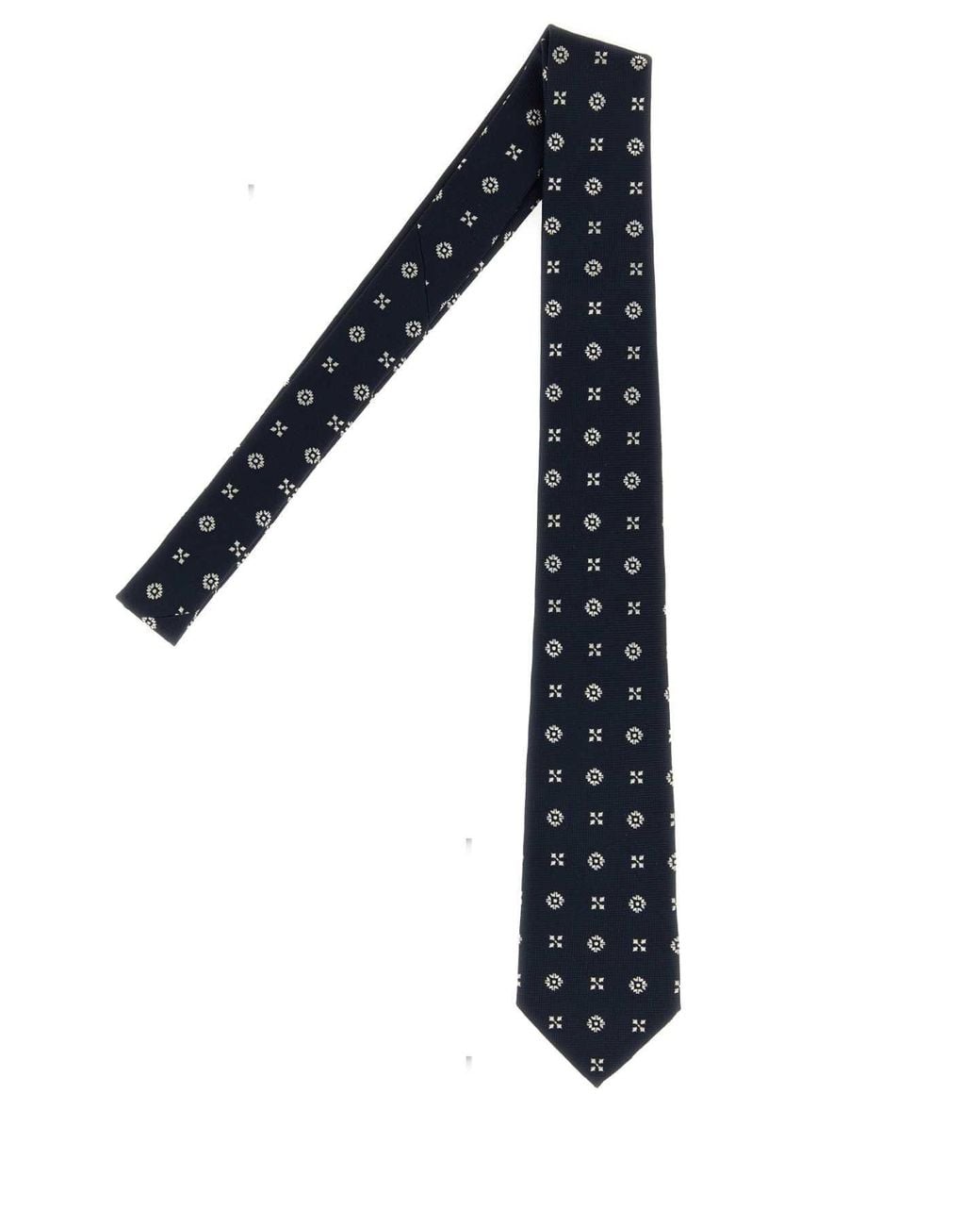 Saint Laurent Blue Embroidered Jacquard Tie