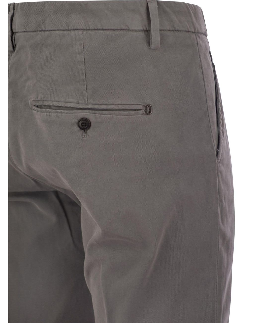 Dondup Gray Gaubert Slim Fit Gabardine Trousers for men