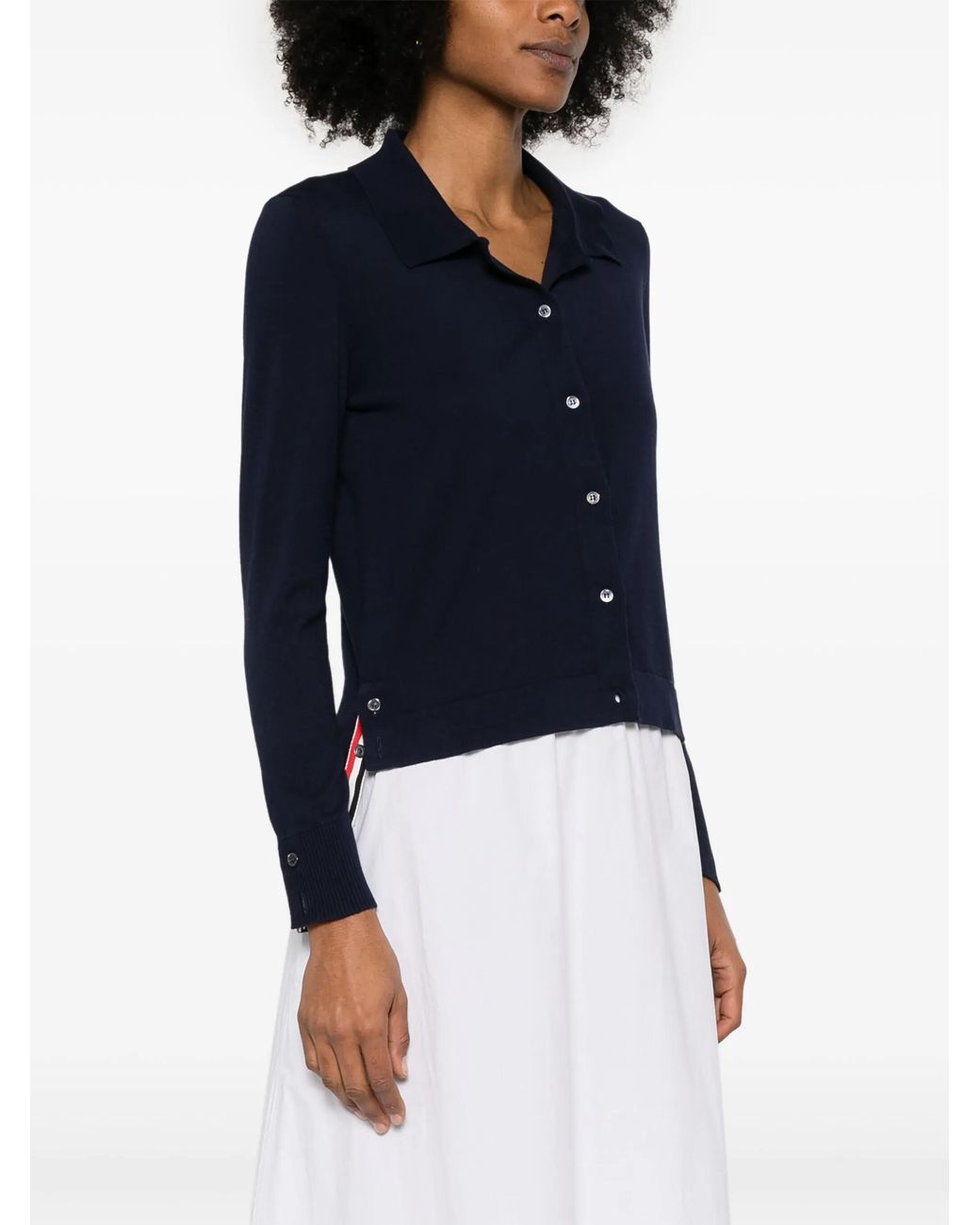 Thom Browne Blue 4 Bar Stripes Jersey Polo Shirt