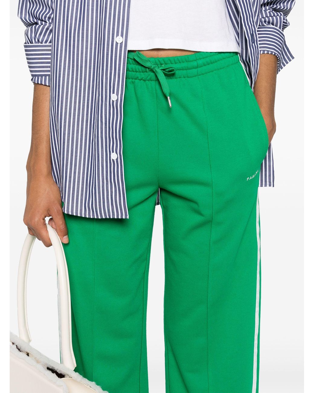 P.A.R.O.S.H. Green Logo-Embroidered Straight Trousers