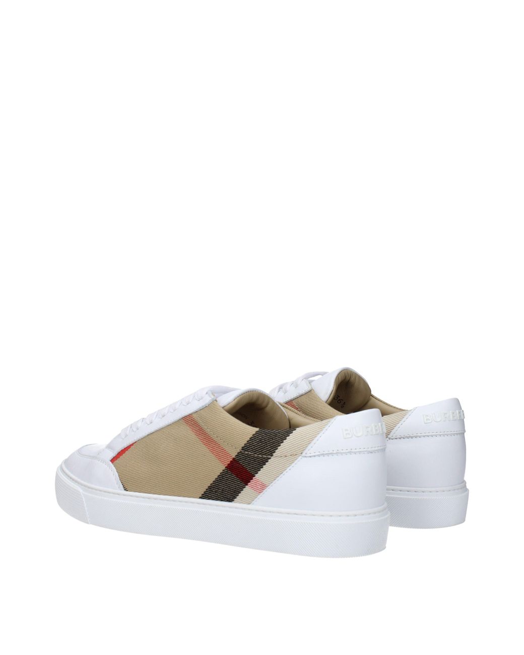 Burberry White Vintage Check Canvas & Leather Sneaker