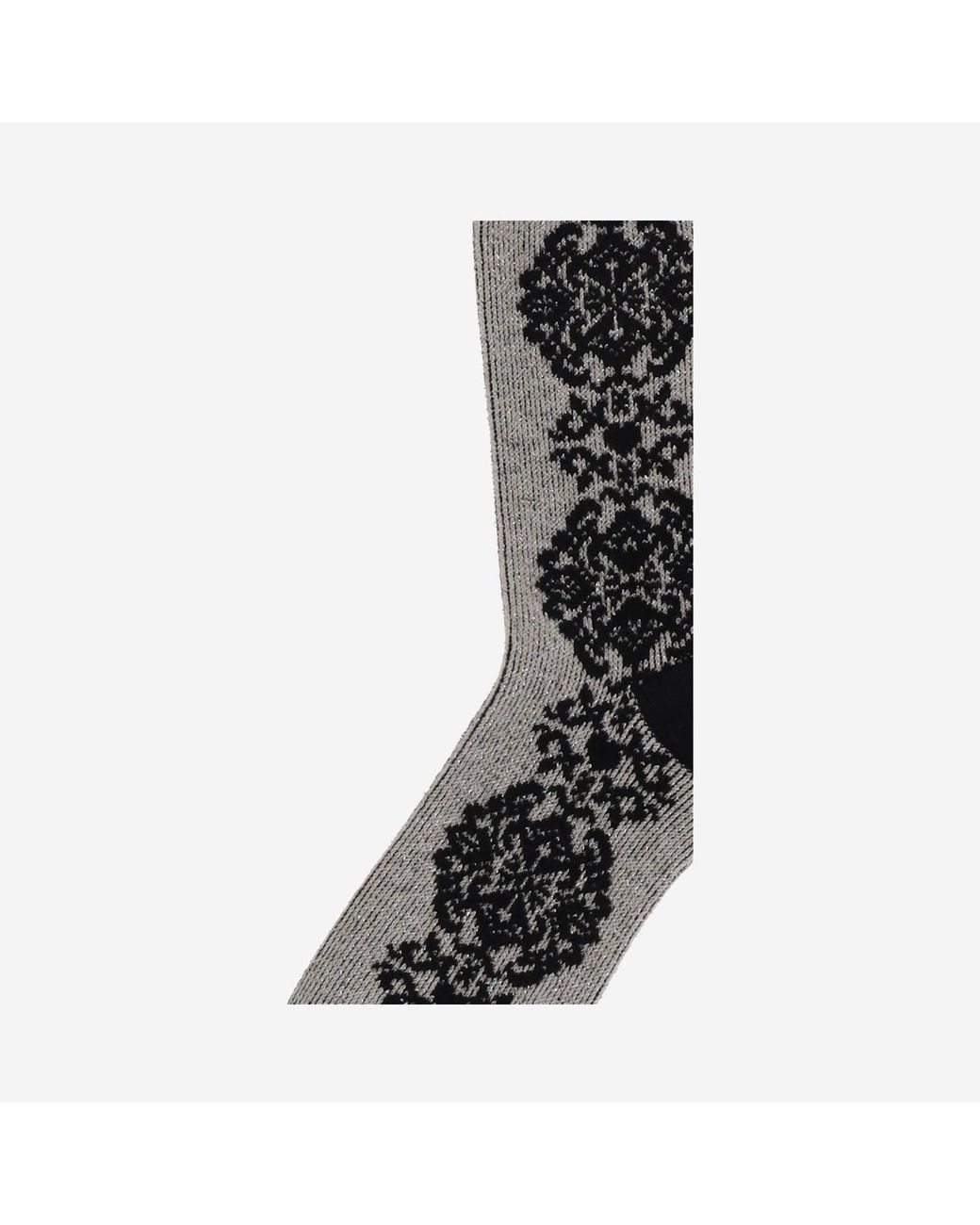ANT45 Black Cotton Blend Socks With Floral Pattern