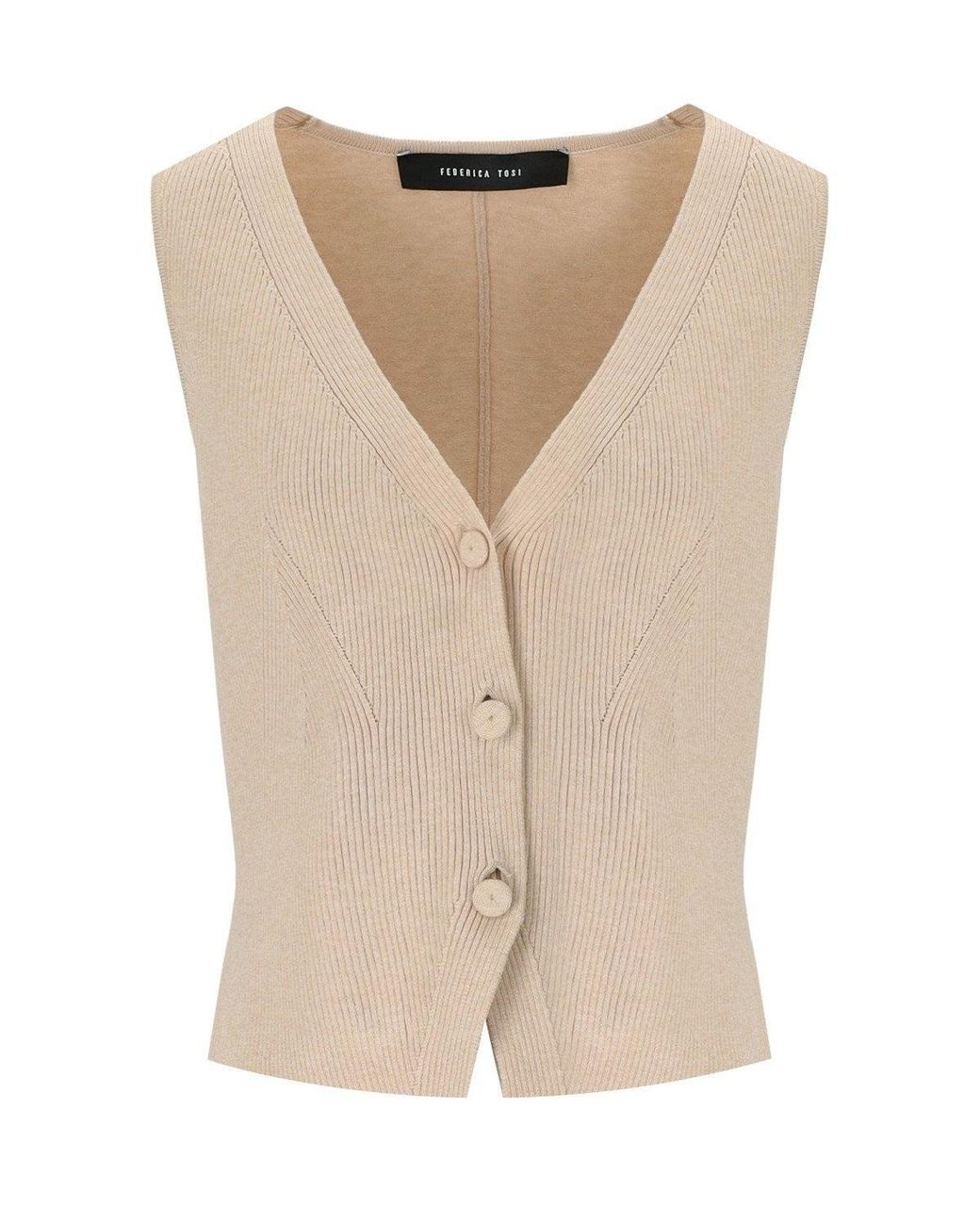 FEDERICA TOSI Natural Ecru Vest With Bow