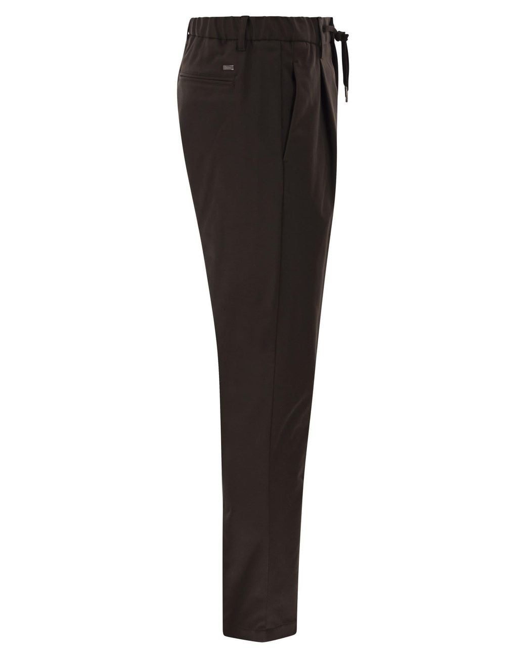 Herno Black Technical Fabric Drawstring Trousers for men