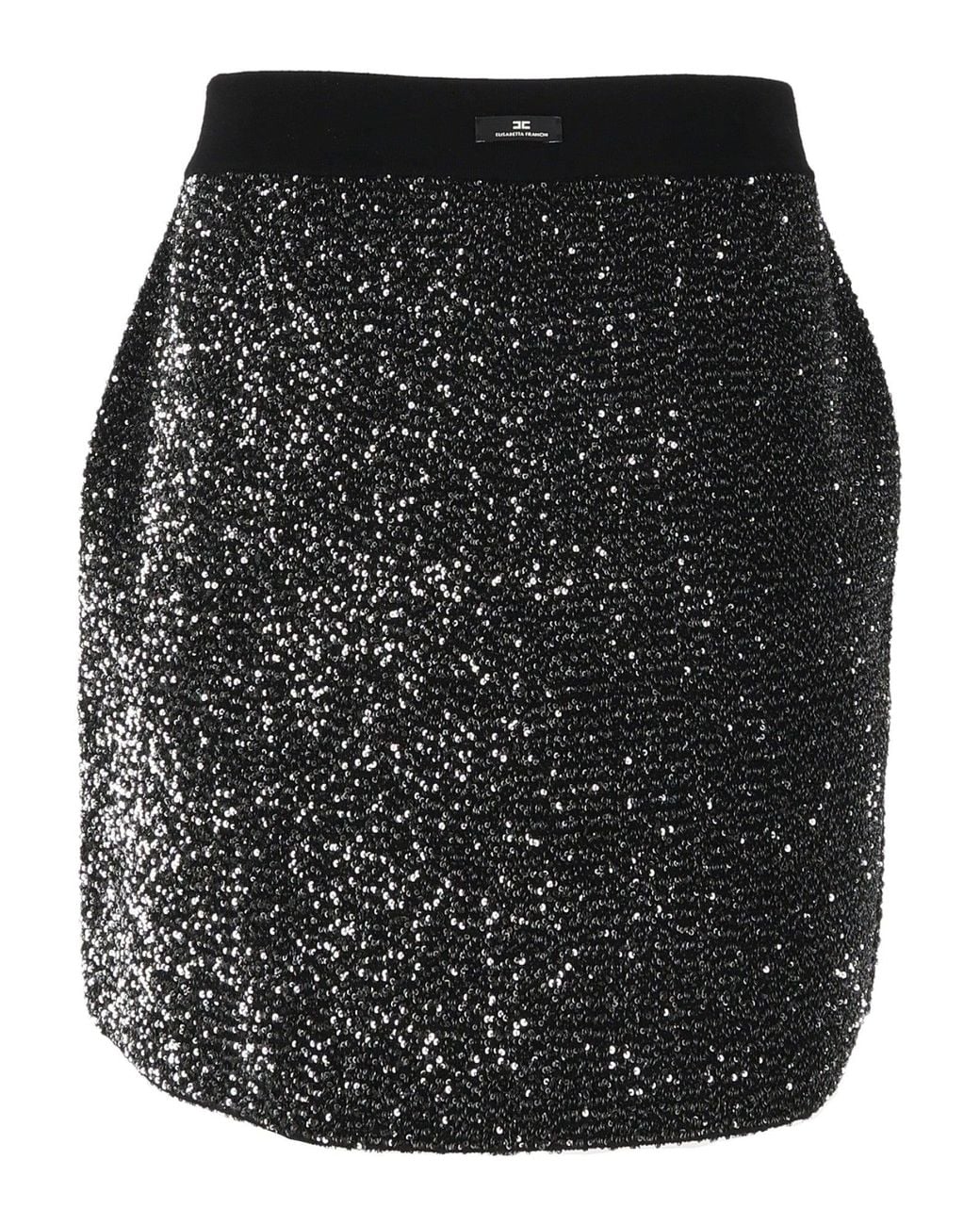 Elisabetta Franchi Black Sequined Textured Fitted Mini Skirt