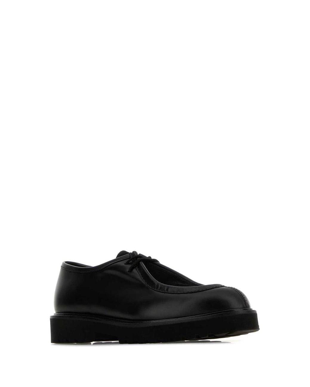 Max Mara Black Leather Track Lace-Up Shoes