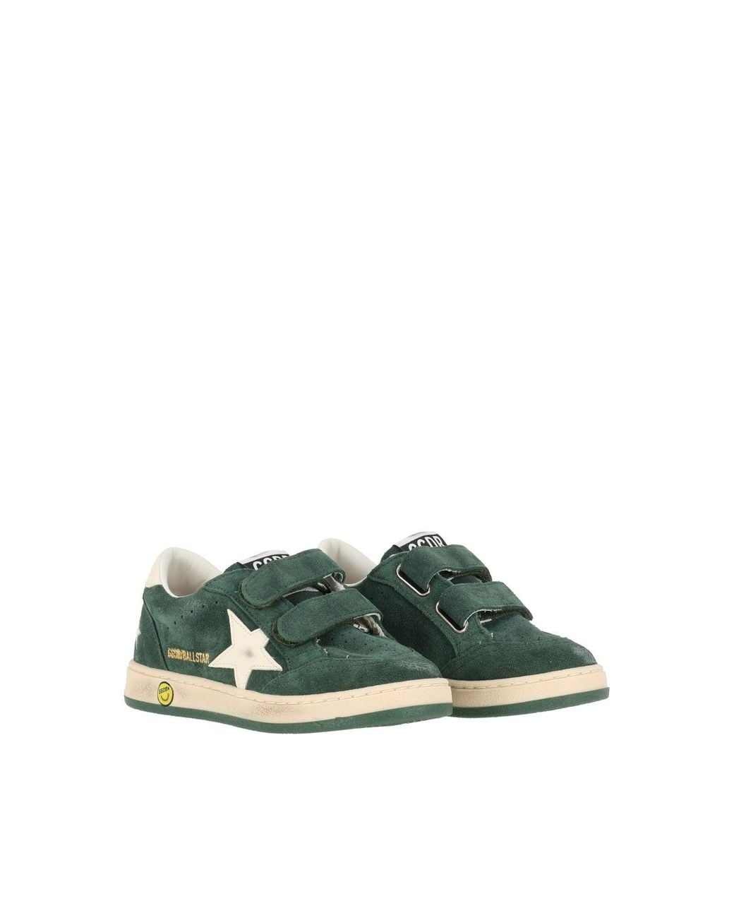 Golden Goose Deluxe Brand Green Sneakers Ball Star Strap Suede Upper Vamp Tongue And Spur Leather Star And Heel Dark/Cream