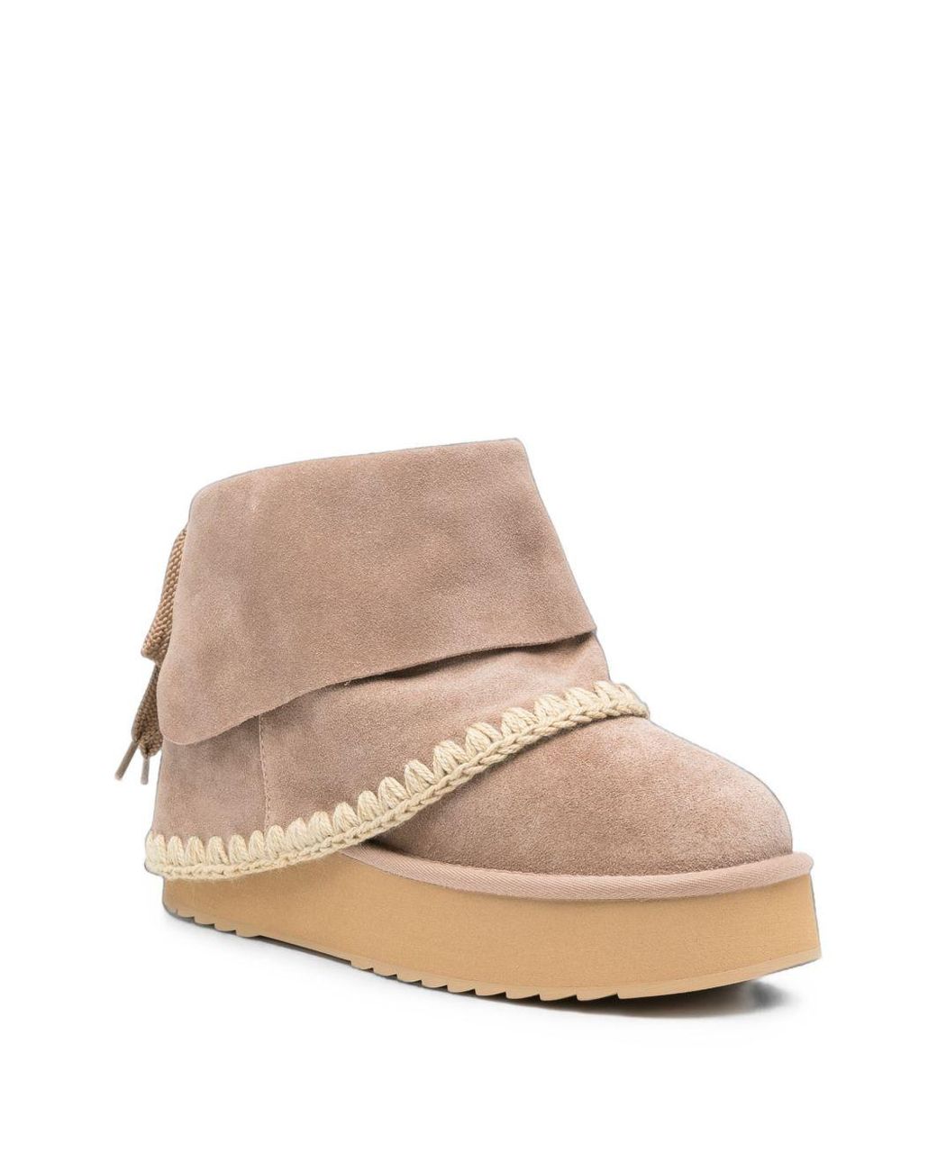 Mou Natural Platform Wool Boots