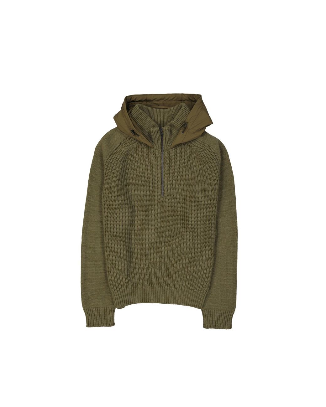 Herno Textured Ribbed Knit Jumper With Drawstring Hood A in Green für Herren