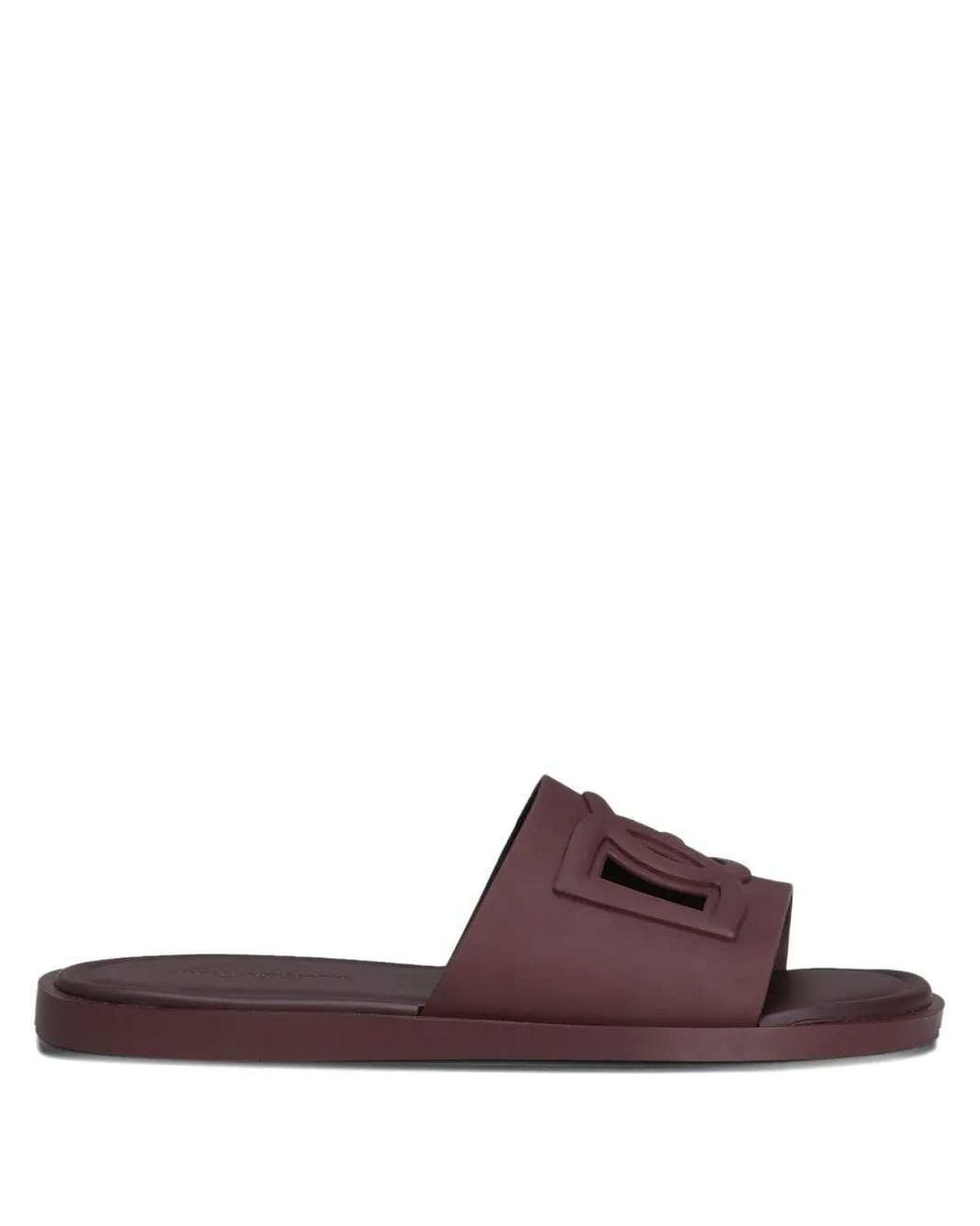 Dolce & Gabbana Purple Dolce & Gabbana Logo Slide Sandals for men