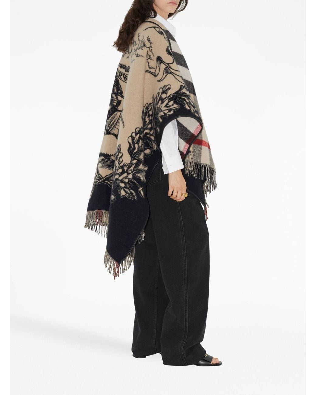 Burberry Black Wool Poncho