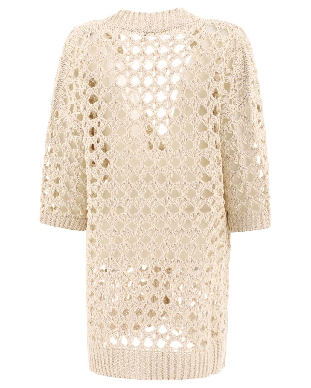 Brunello Cucinelli Natural Beige Knit Tunic Top