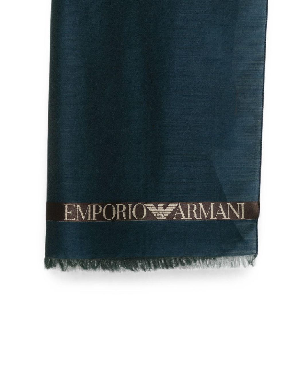 Emporio Armani Blue Logo Wool Blend Scarf