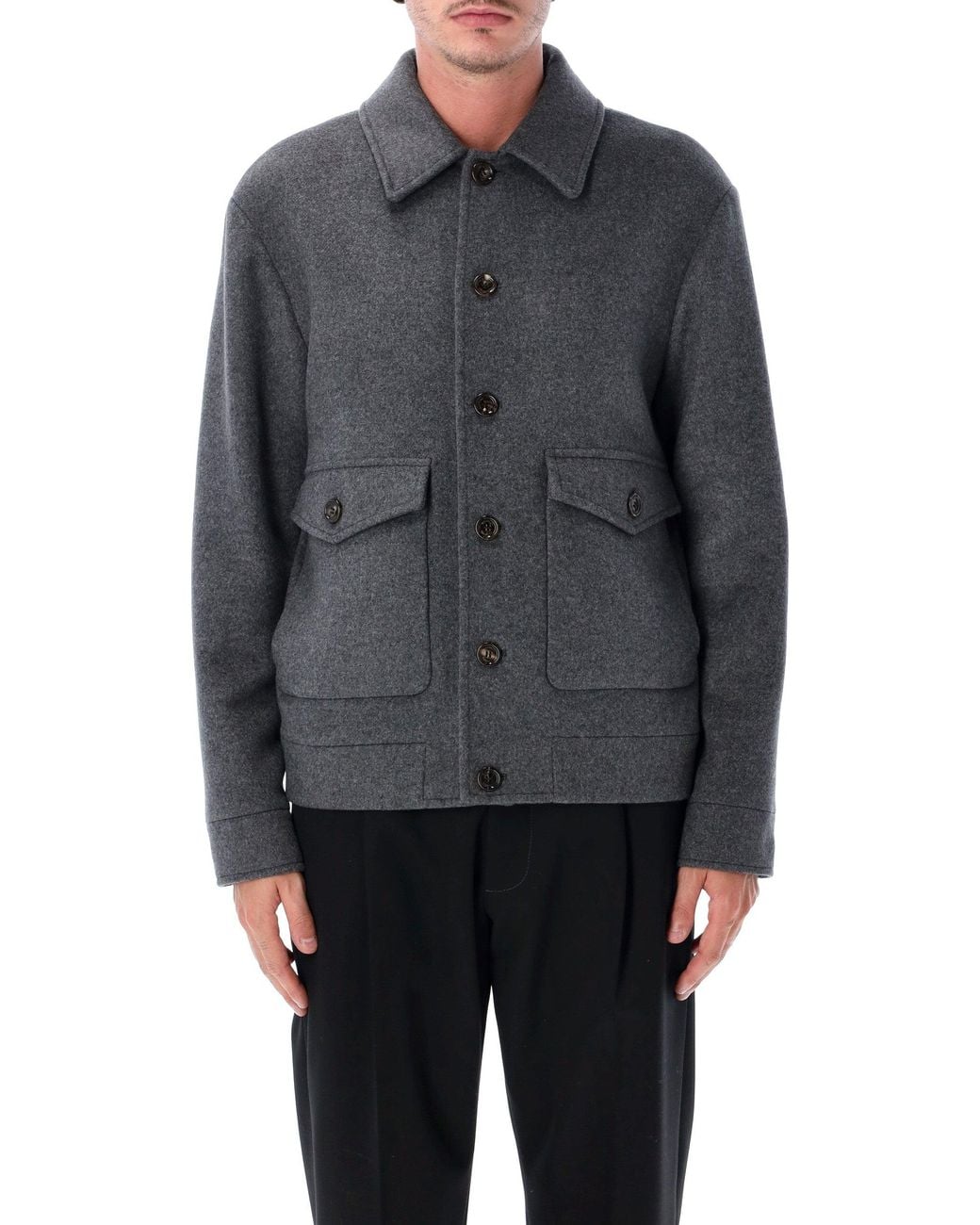 Valentino Garavani Gray Wool And Cashmere Shirt Jacket