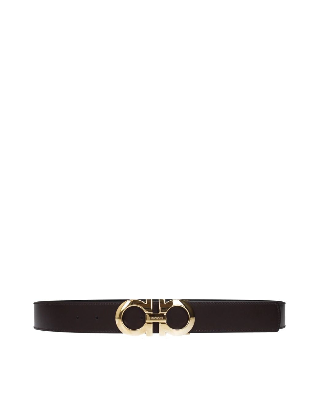 Ferragamo Black Belt Leather/Hickory