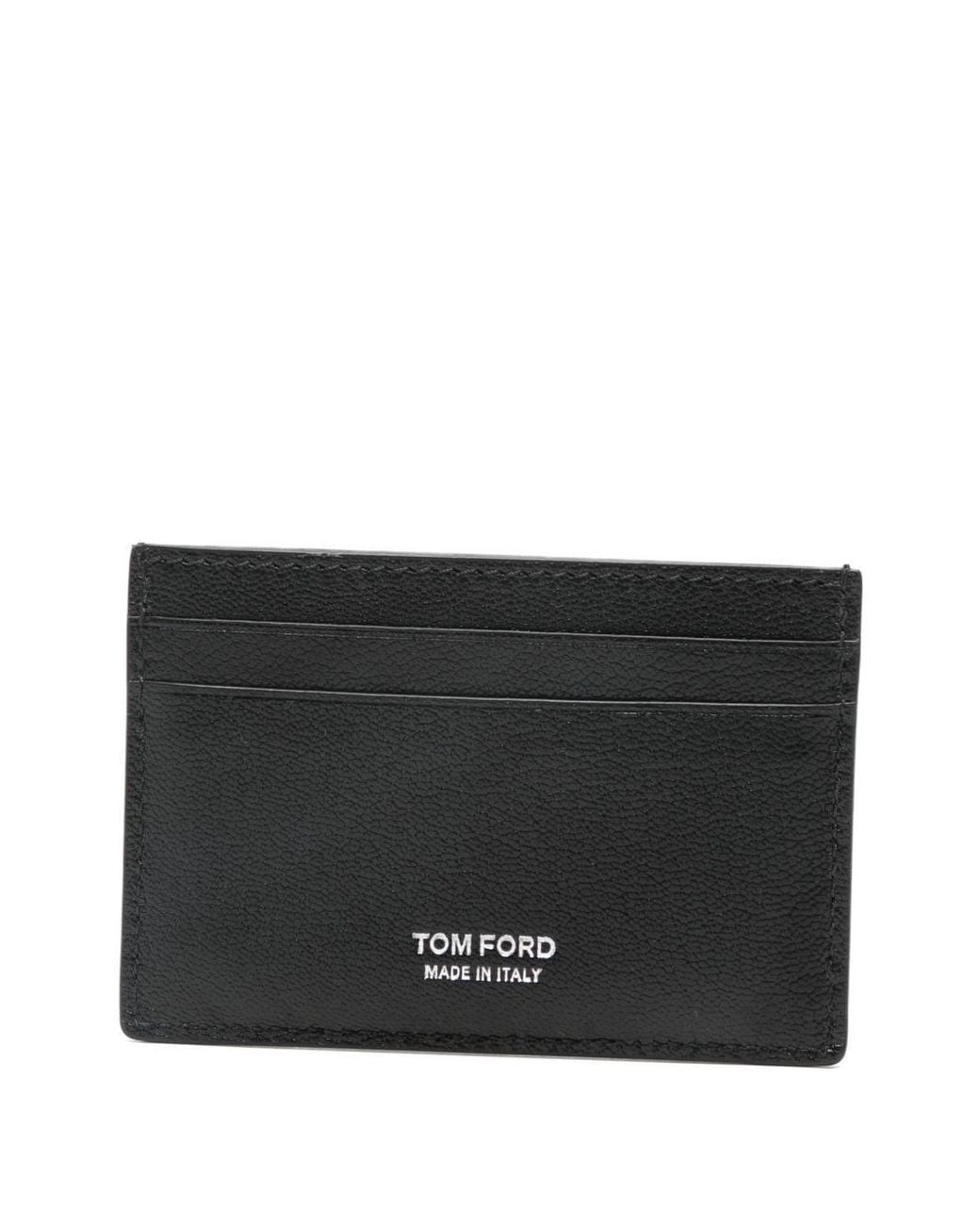 Tom Ford Black Logo-Print Leather Cardholder for men