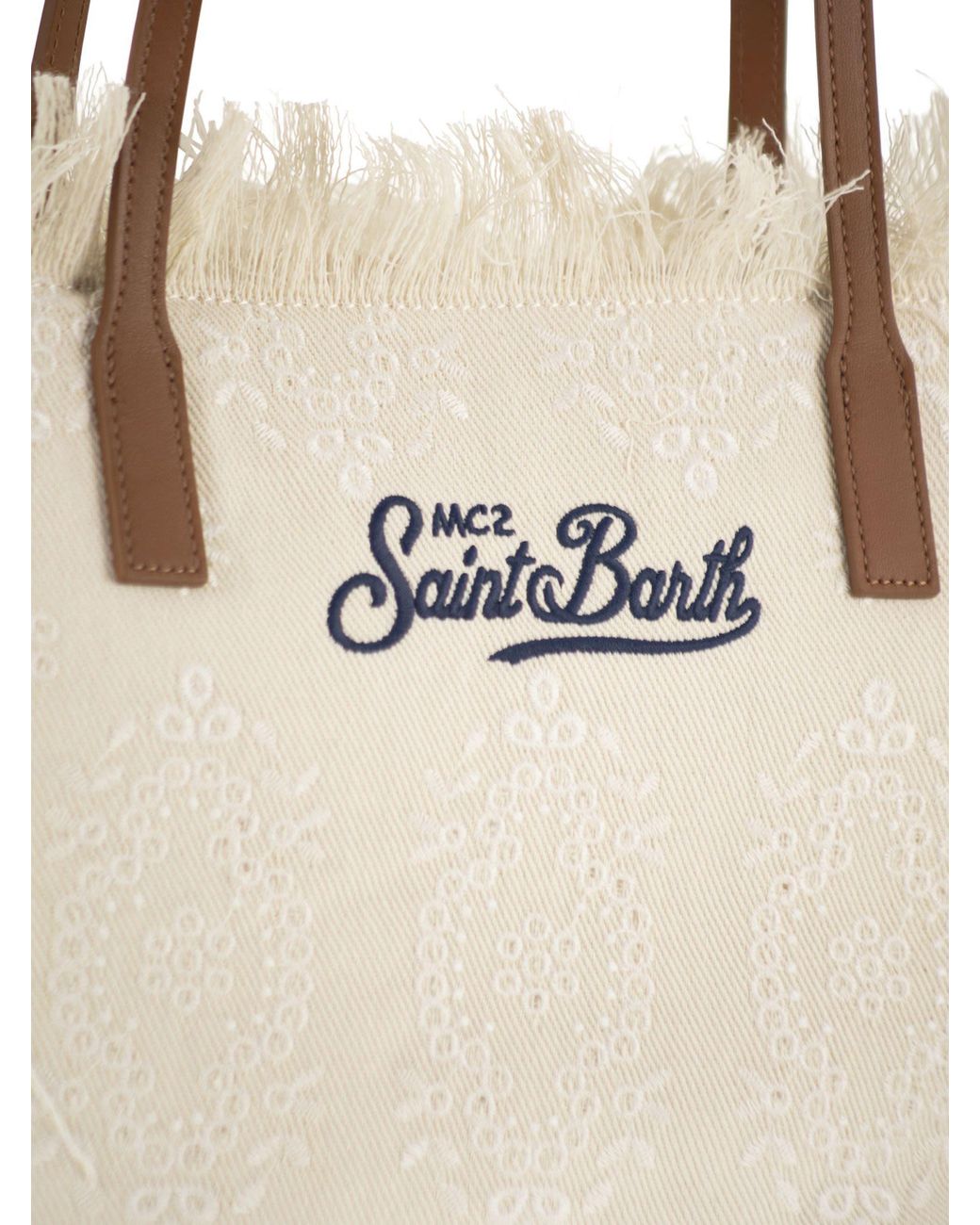 Mc2 Saint Barth Natural City Sangallo Shopper Bag With Embroidered Logo