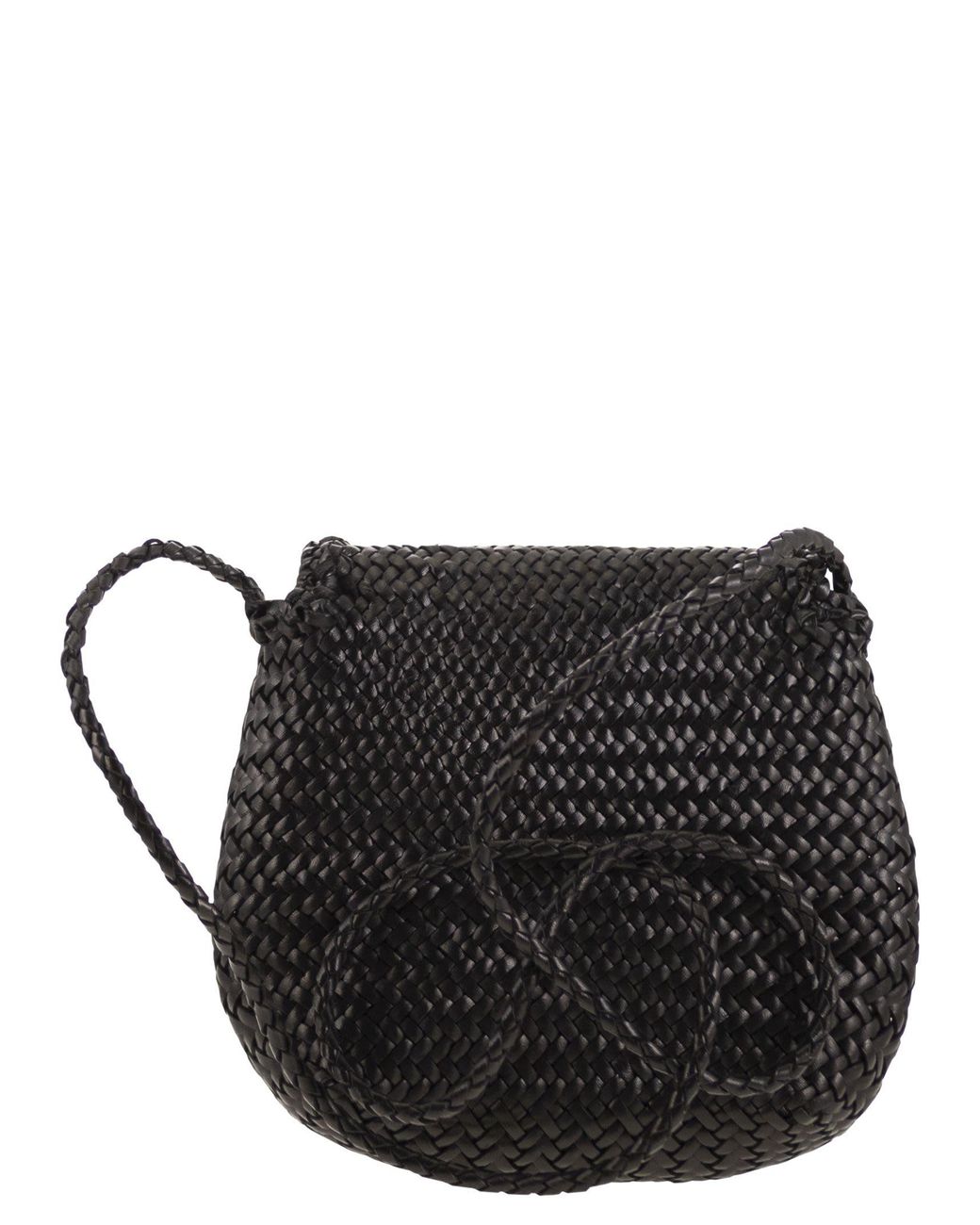 Dragon Black Mini City Bag Woven Leather Bag