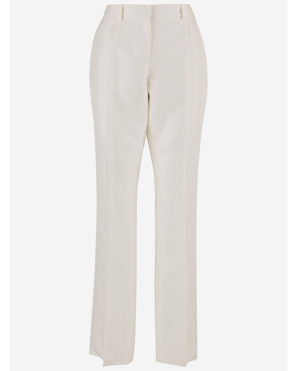 Balenciaga White Trousers Tailored Slim-Fit Wool And Silk