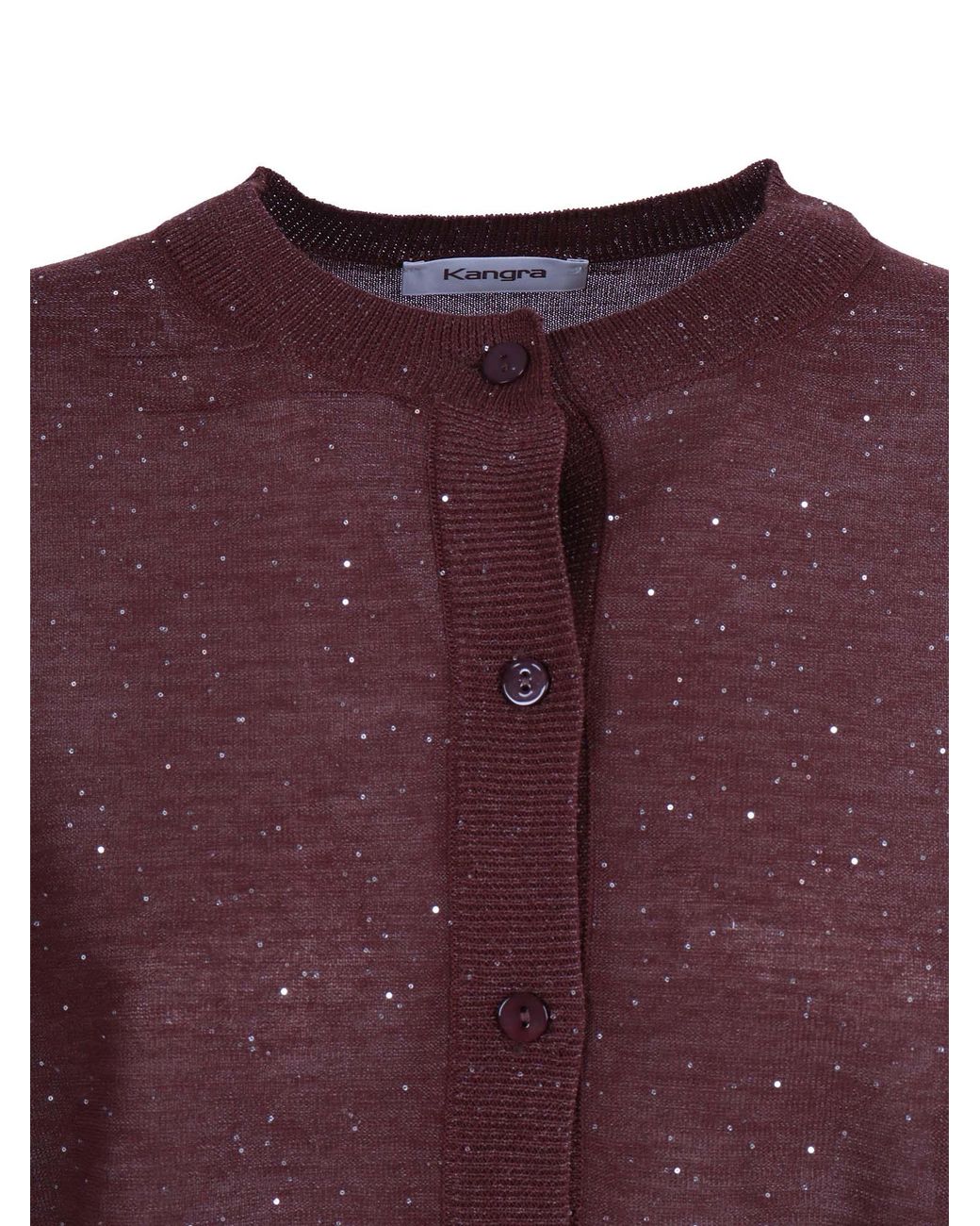 Kangra Cashmere Purple Cropped Button Sequined Cardigan