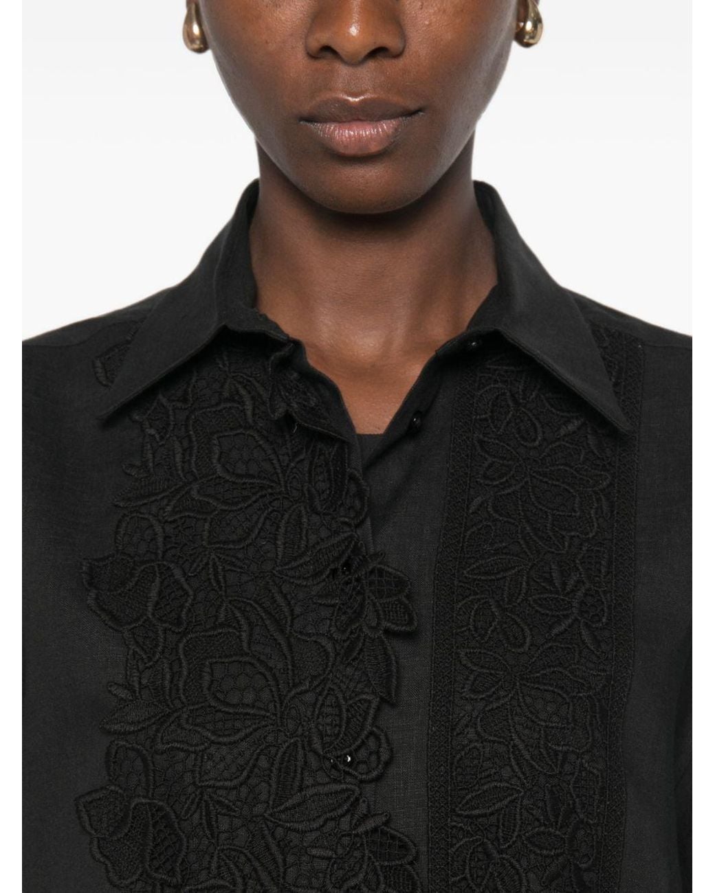 Ermanno Scervino Black Linen Oversized Shirt
