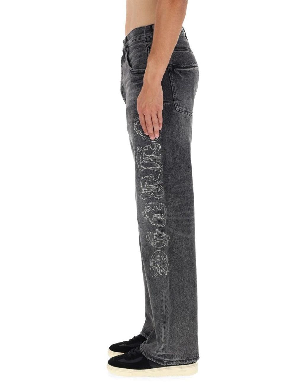 Purple Brand Gray Pants "Traced Gothic Wordmark" for men