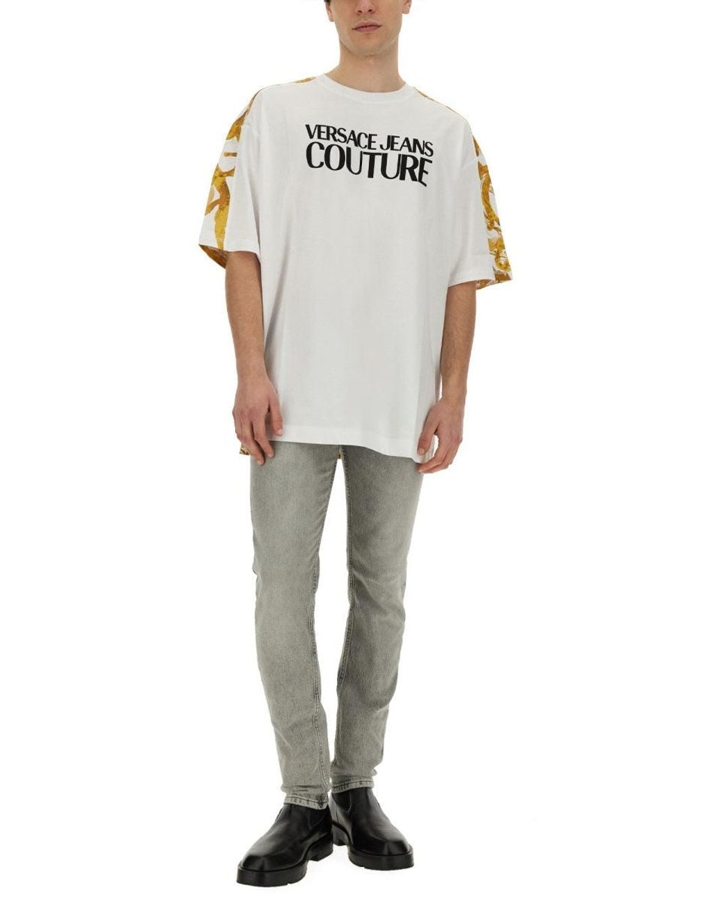 Versace Jeans Couture Gray T Shirt With Logo for men