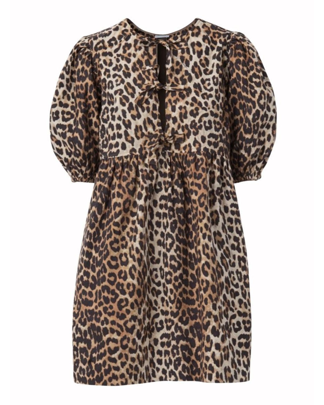 Ganni Green Leopard Print Mini Dress