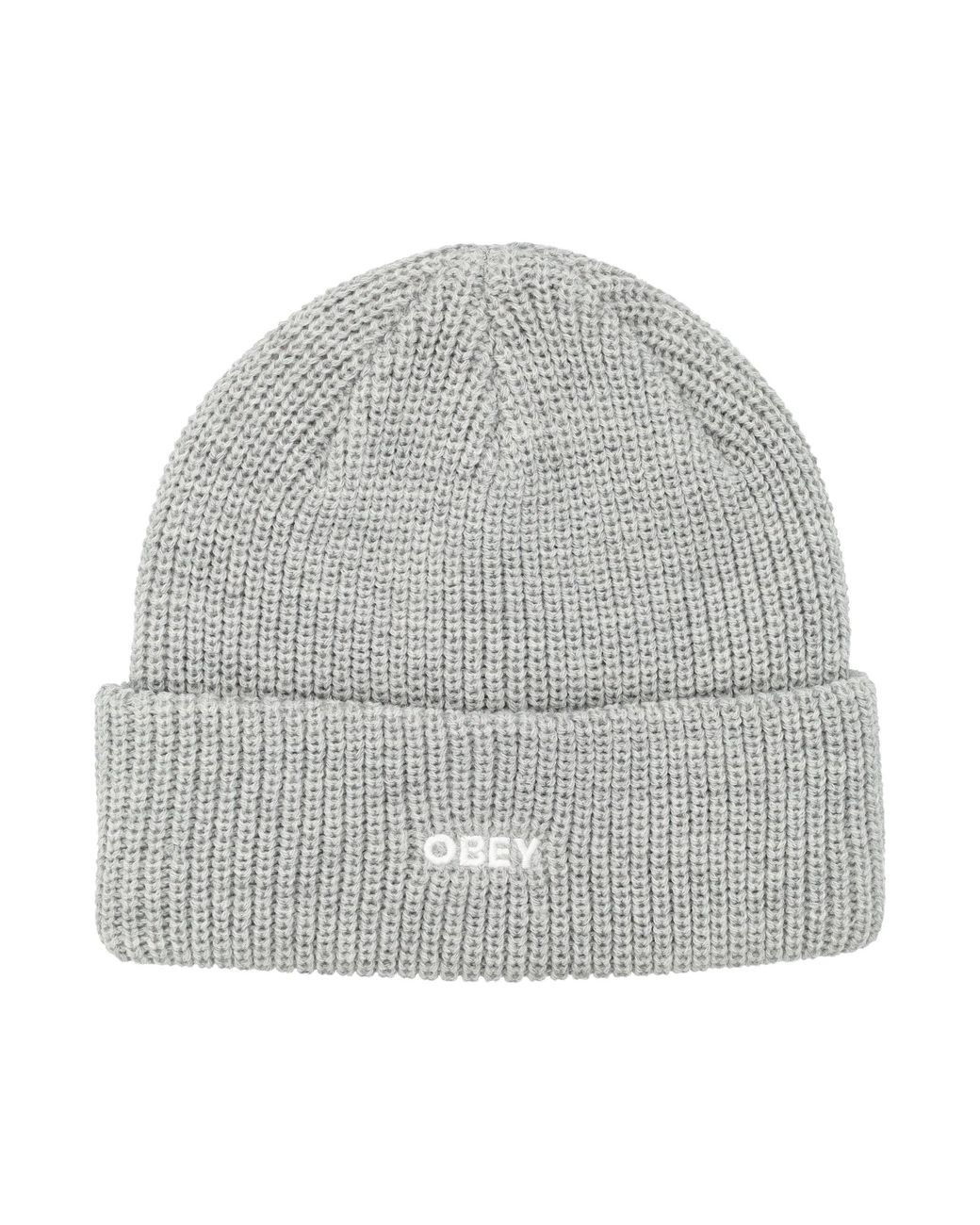 Obey Gray Rib-Knit Mini Beanie With Embroidered Logo