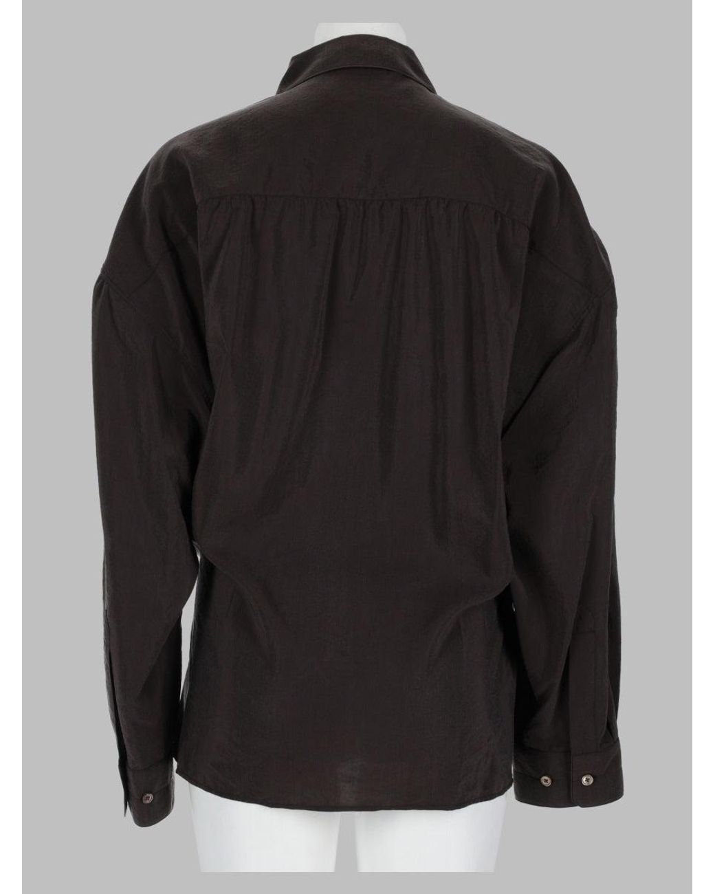 Lemaire Black Draped Wrap-Front Silk Shirt