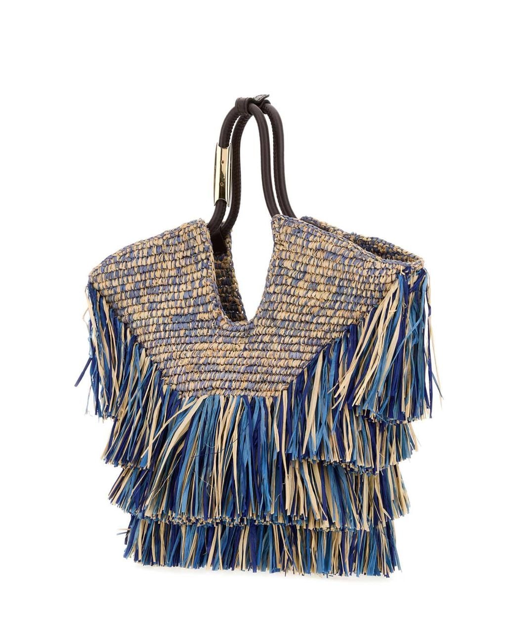 Zimmermann Blue Raffia Mini Goldentime Shopping Handbag