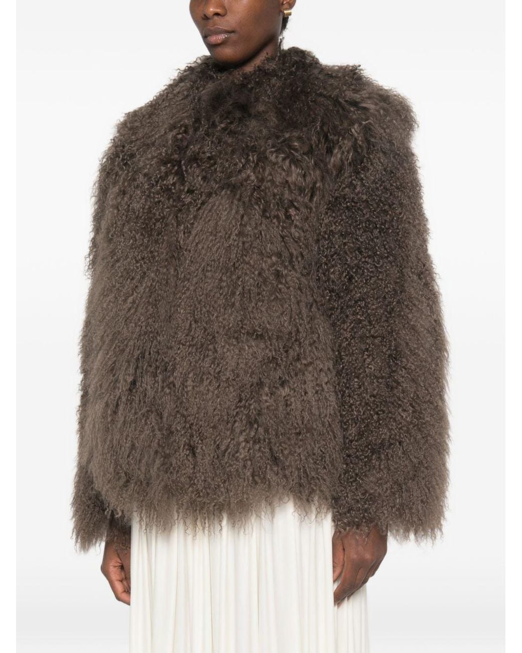 Martha Louis Brown Shearling Effect Jacket
