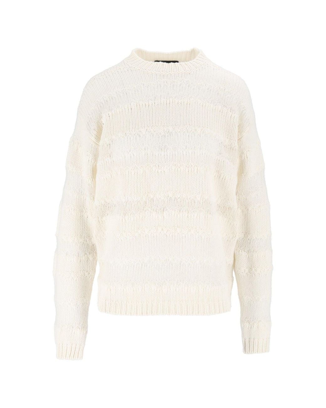 Fabiana Filippi White Mohair Micro-Sequined Cropped Knit Sweater