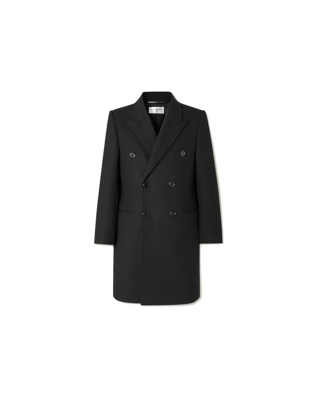 Saint Laurent Black Double-Breasted Wool Coat for men