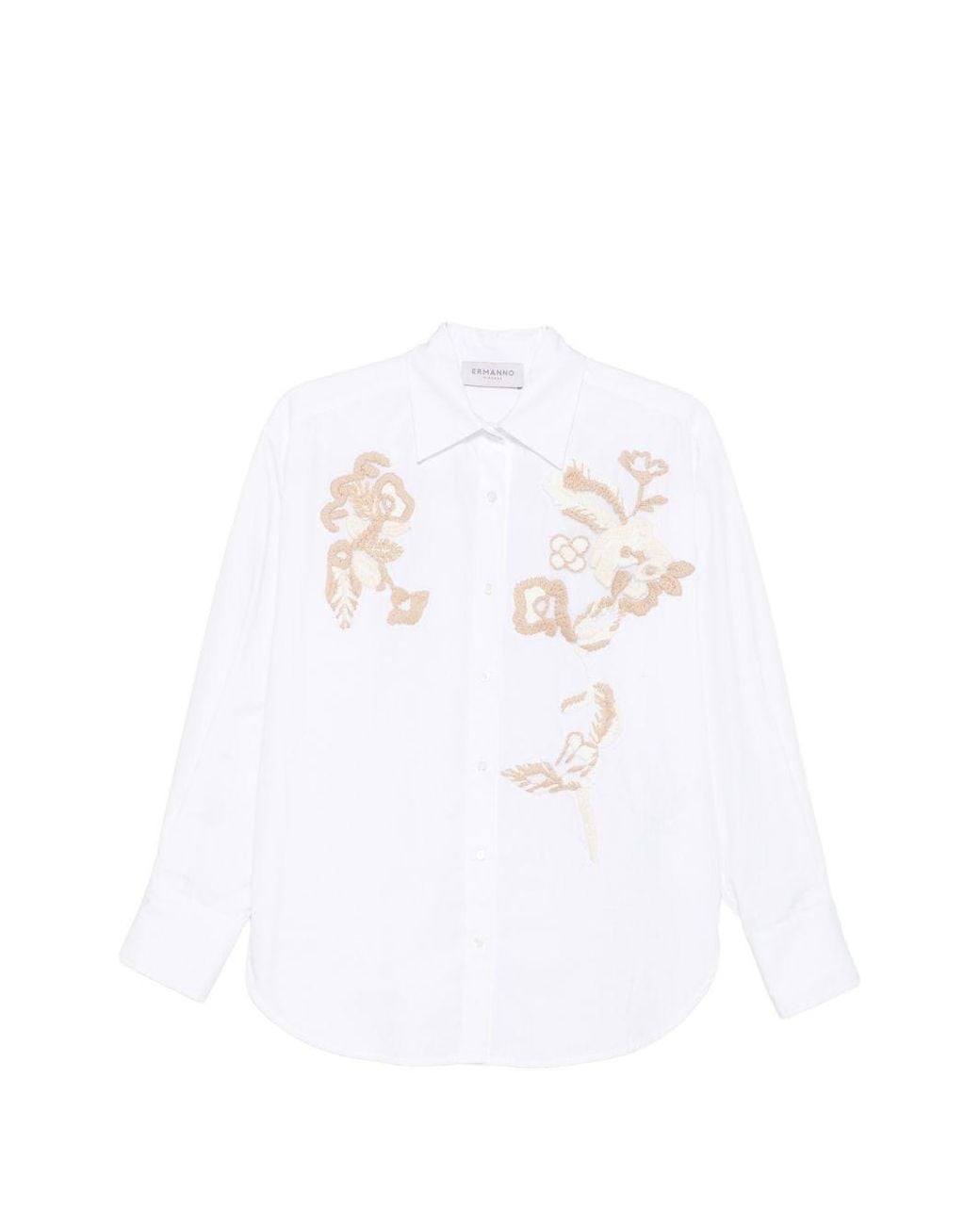 ERMANNO FIRENZE White Embroidered Cotton Shirt