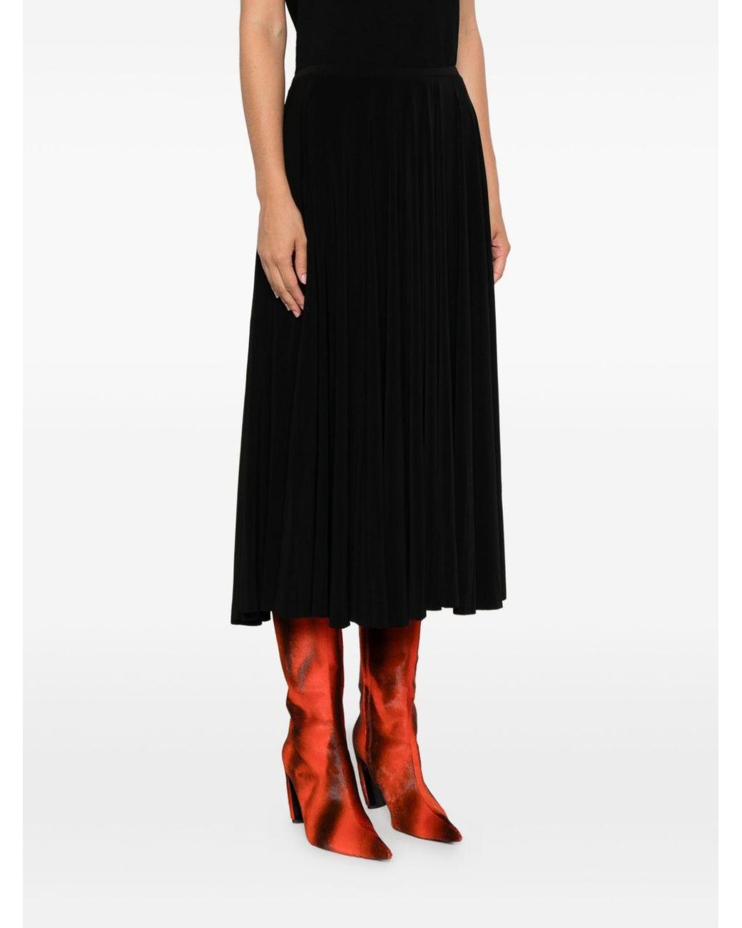 Norma Kamali Geplooide Midi Rok in het Black