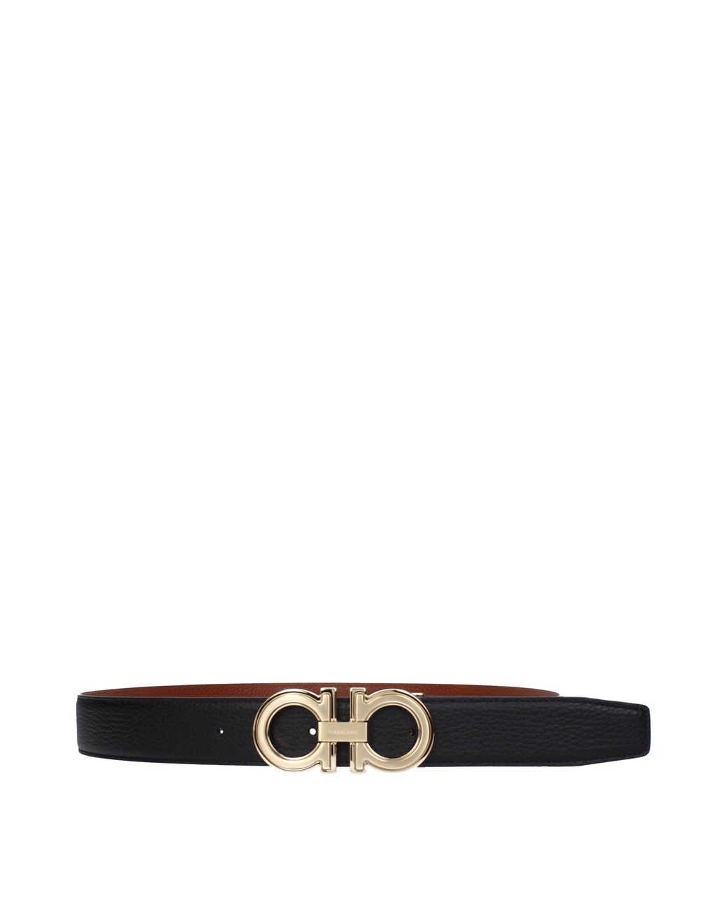 Ferragamo Black Belt Leather/Cognac