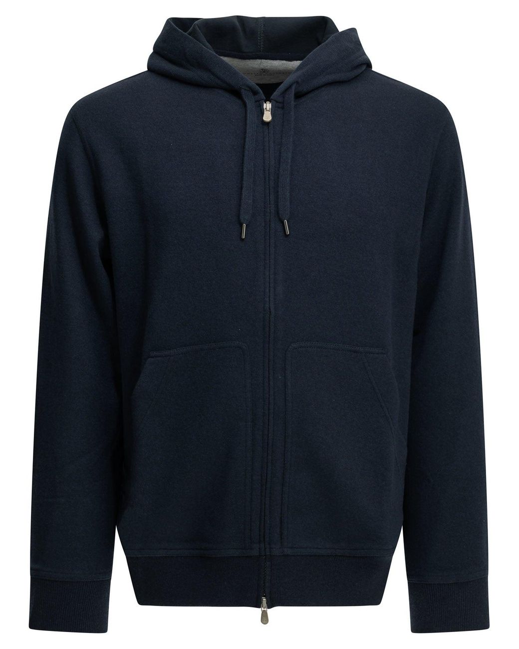 Brunello Cucinelli Blue Cashmere And Cotton Zip-Up Sweatshirt