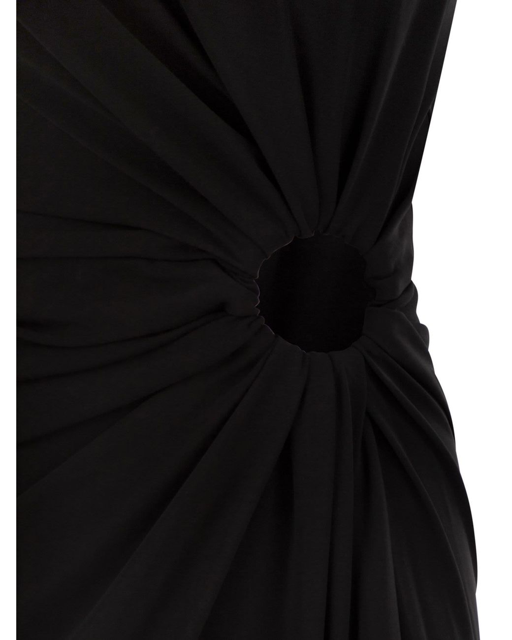 Sportmax Black Spxsaletta – Long Stretch Jersey Dress With Draping And Cut-Out