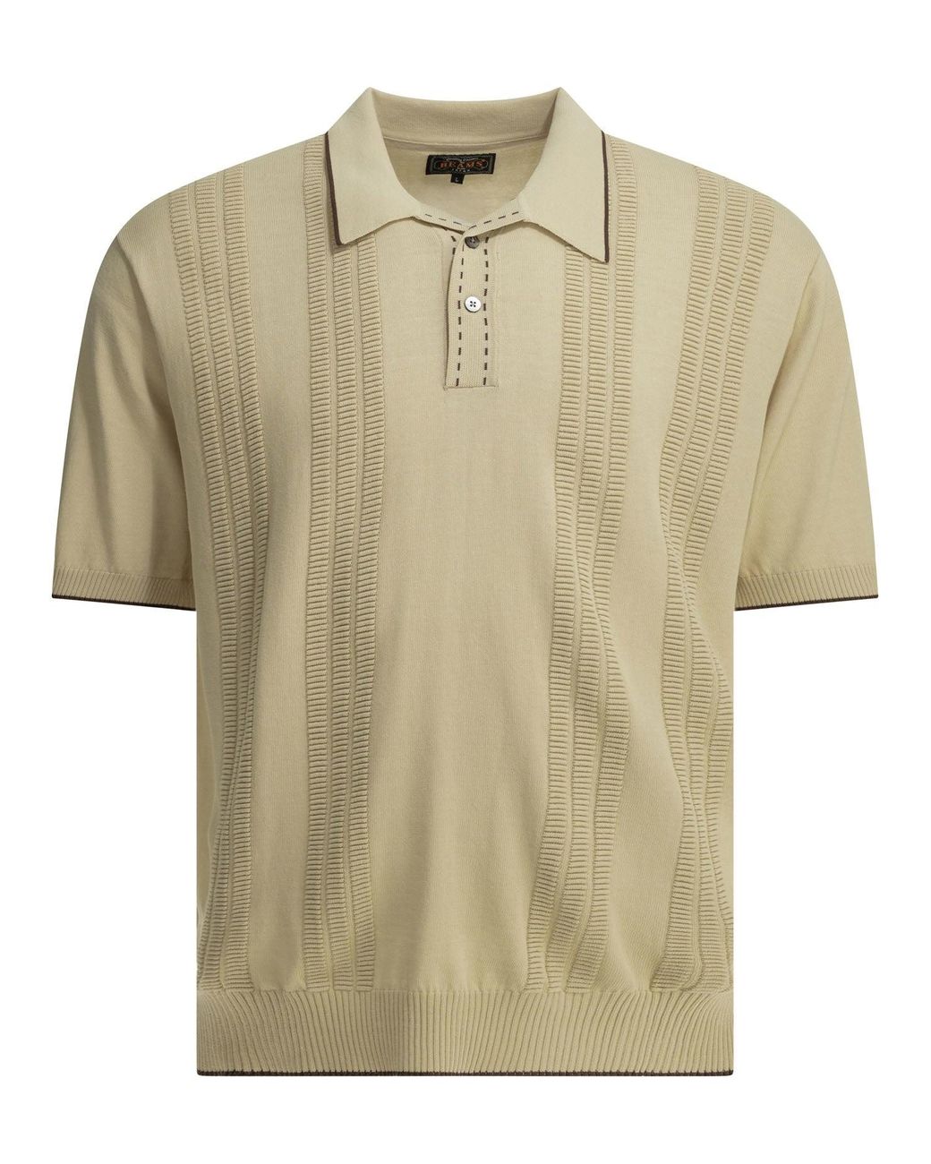 Beams Plus Multicolor Cotton Textured Knit Button-Down Polo Shirt