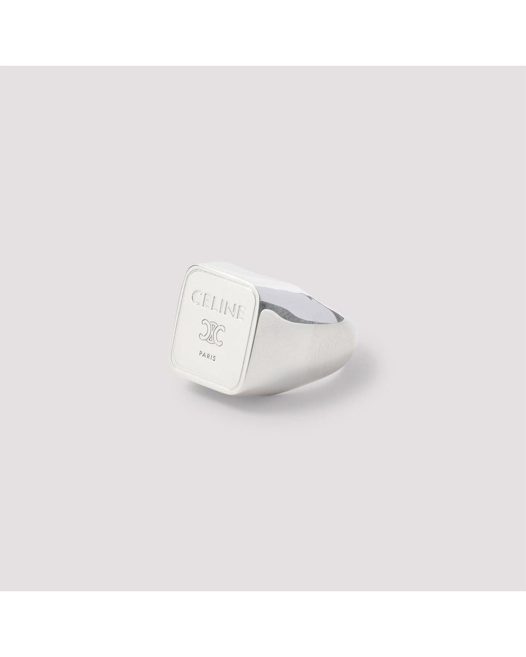 Céline White Brass Square Signet Ring