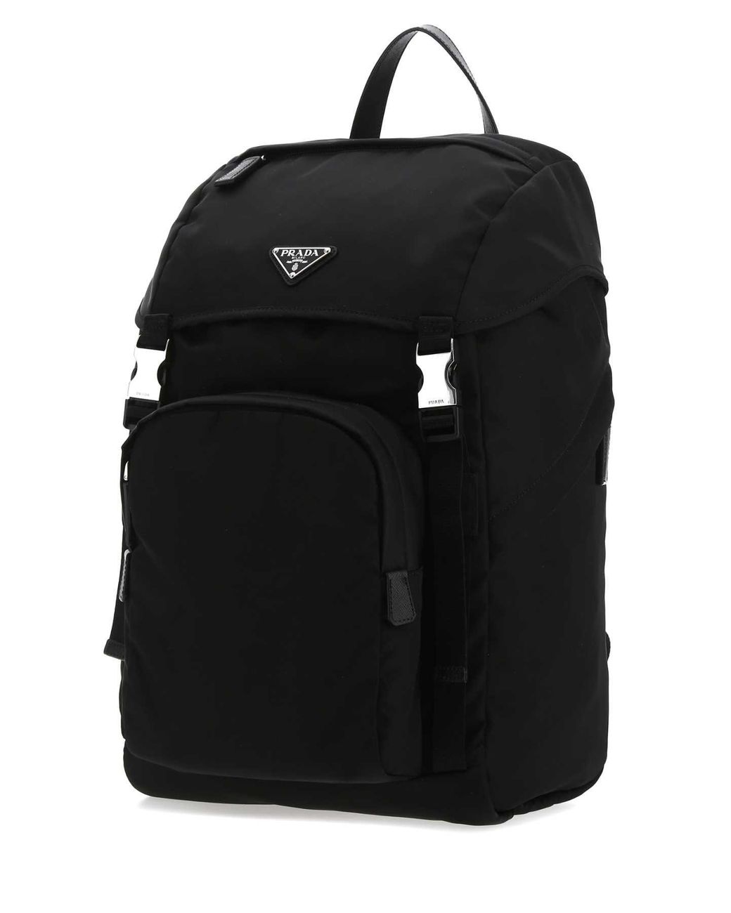 Prada Black Triangle-Logo Backpack for men