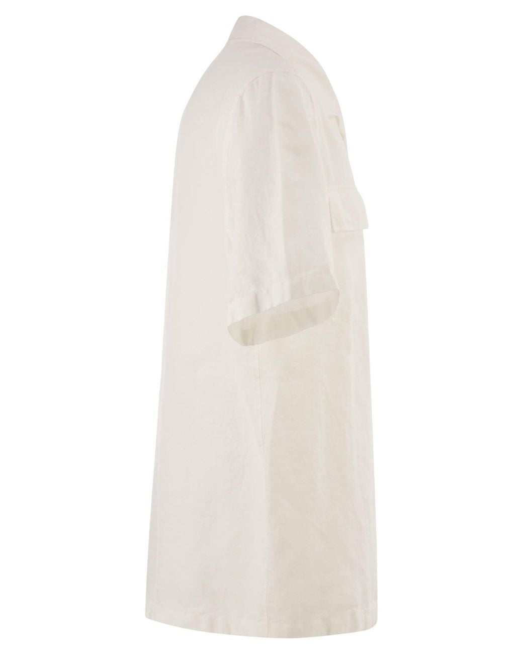 Peserico White Lightweight Linen Bowling Shirt for men